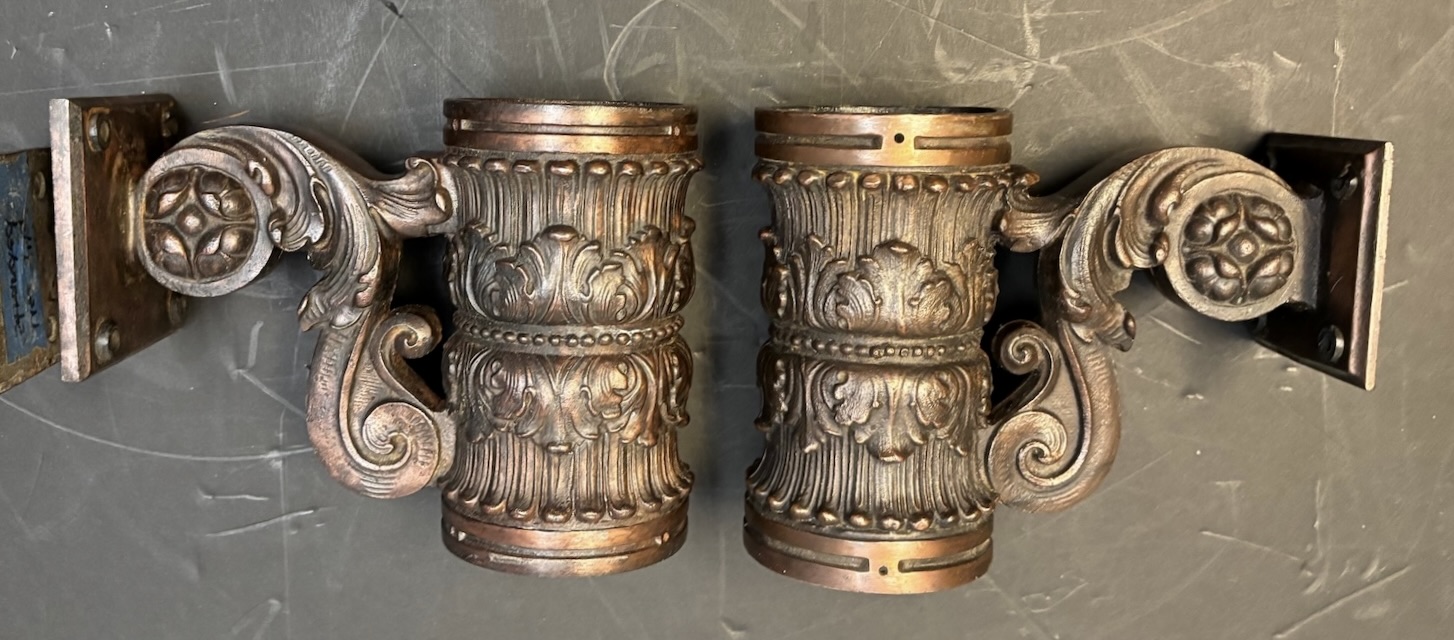 Pair of Restored Cast Iron (Copper Plated) UP/DOWN Elevator Indicator Lights - SOLD 